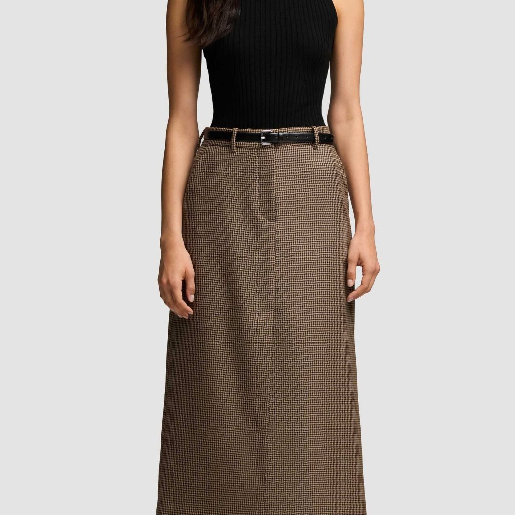 دامن راسته زمستانی با پارچه فاستونی پشمی